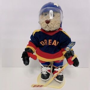 12” Hockey Player Brass Button Bear (Flash) - Sports Bears Collectable - NWOT